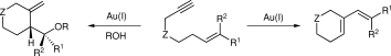Gold-catalyzed cyclizations of 1,7-enynes