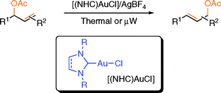 [(NHC)Au(I)]-catalyzed rearrangement of allylic acetates