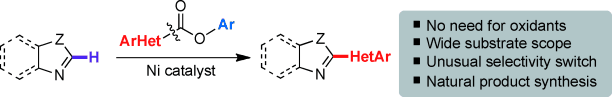 Nickel-catalyzed decarbonylative C-H coupling reactions: A strategy for preparing bis(heteroaryl) backbones