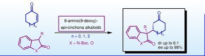 Organocatalytic asymmetric conjugate additions of oxindoles and benzofuranones to cyclic enones