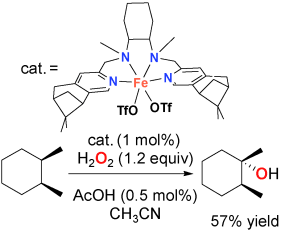 Stereospecific C-H oxidation with H2O2 catalyzed by a chemically robust site-isolated iron catalyst